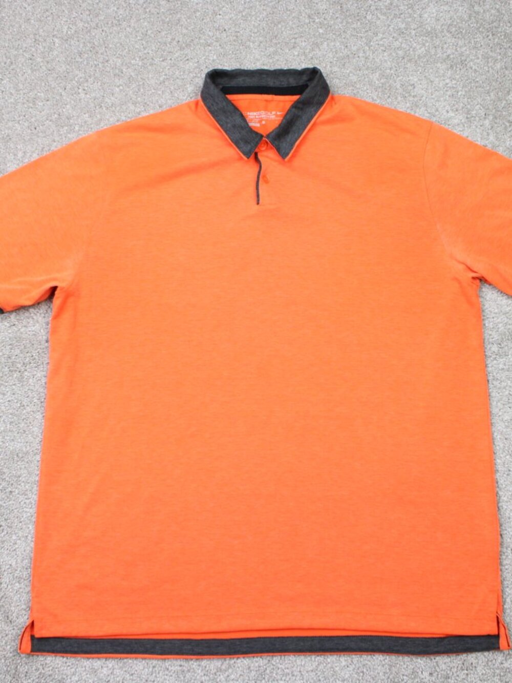 Nike Polo Shirt Men Large Orange Golf Transition Performance Contrast Collar S/S